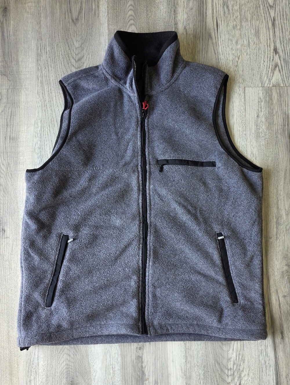 Eddie Bauer Polartec Gray Full-Zip Fleece Vest Large Tall Made in USA
